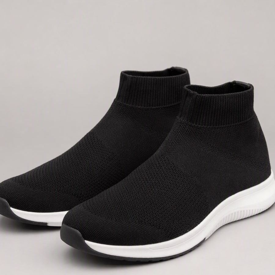 Mid-cut crew knit sock shoe